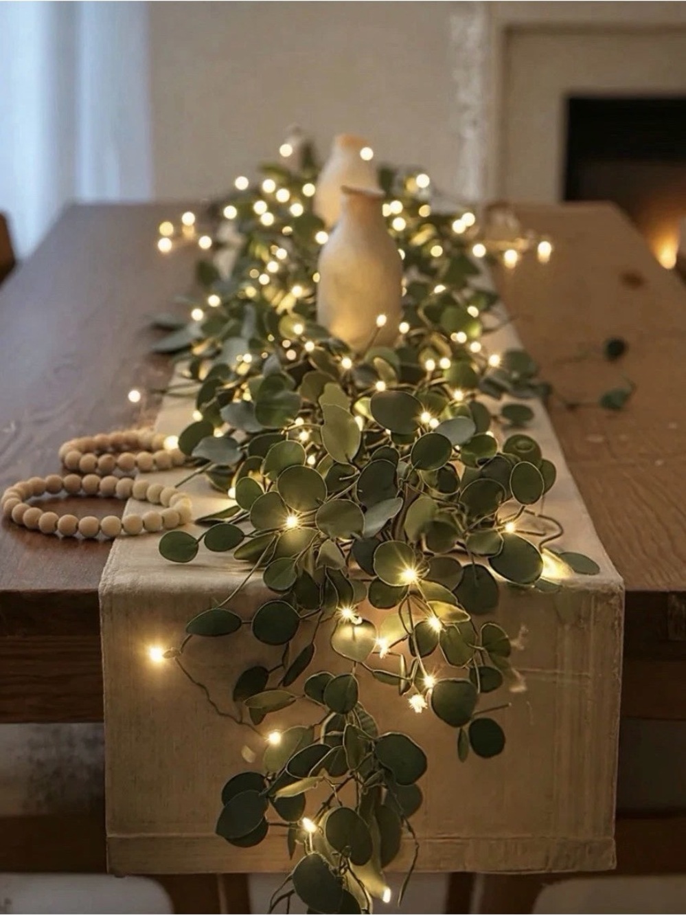 Green Eucalyptus Garland with Warm White LED Lights Holiday or Not - Picture 6 of 9